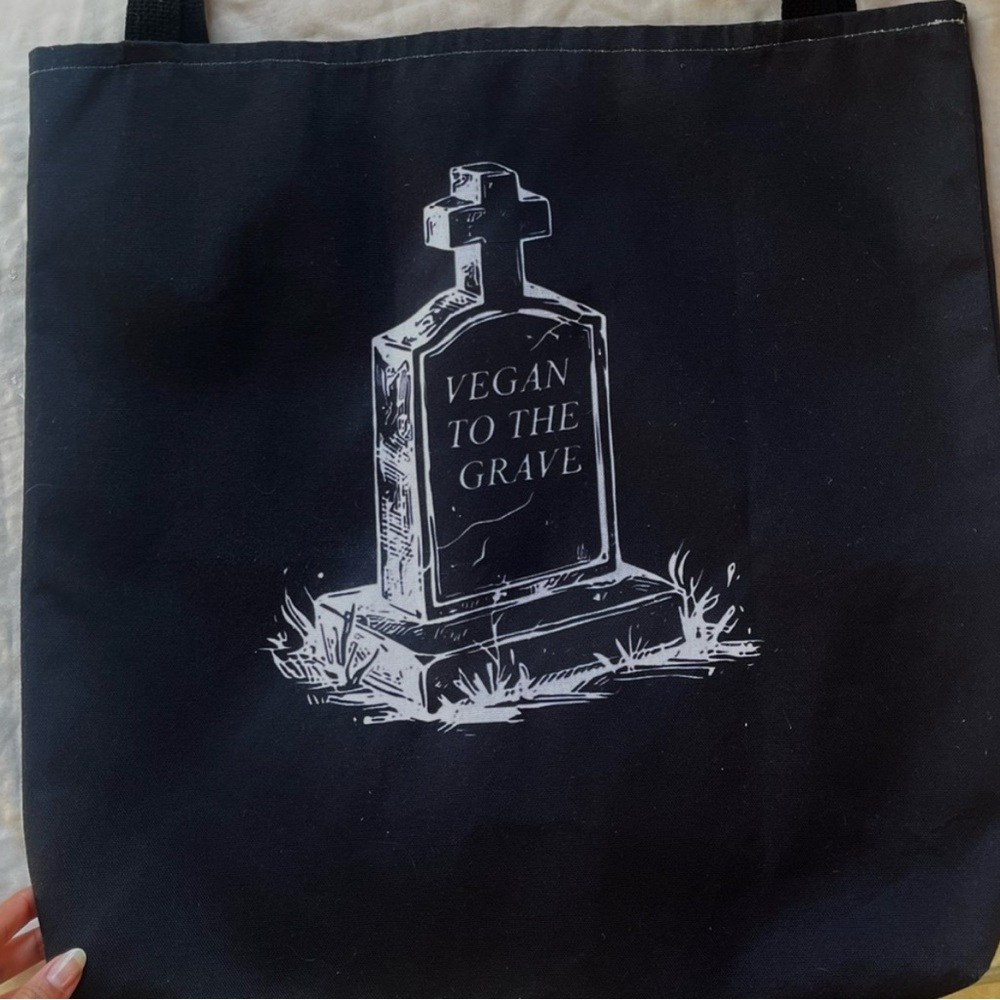 Black Tote Bag with Vegan Design